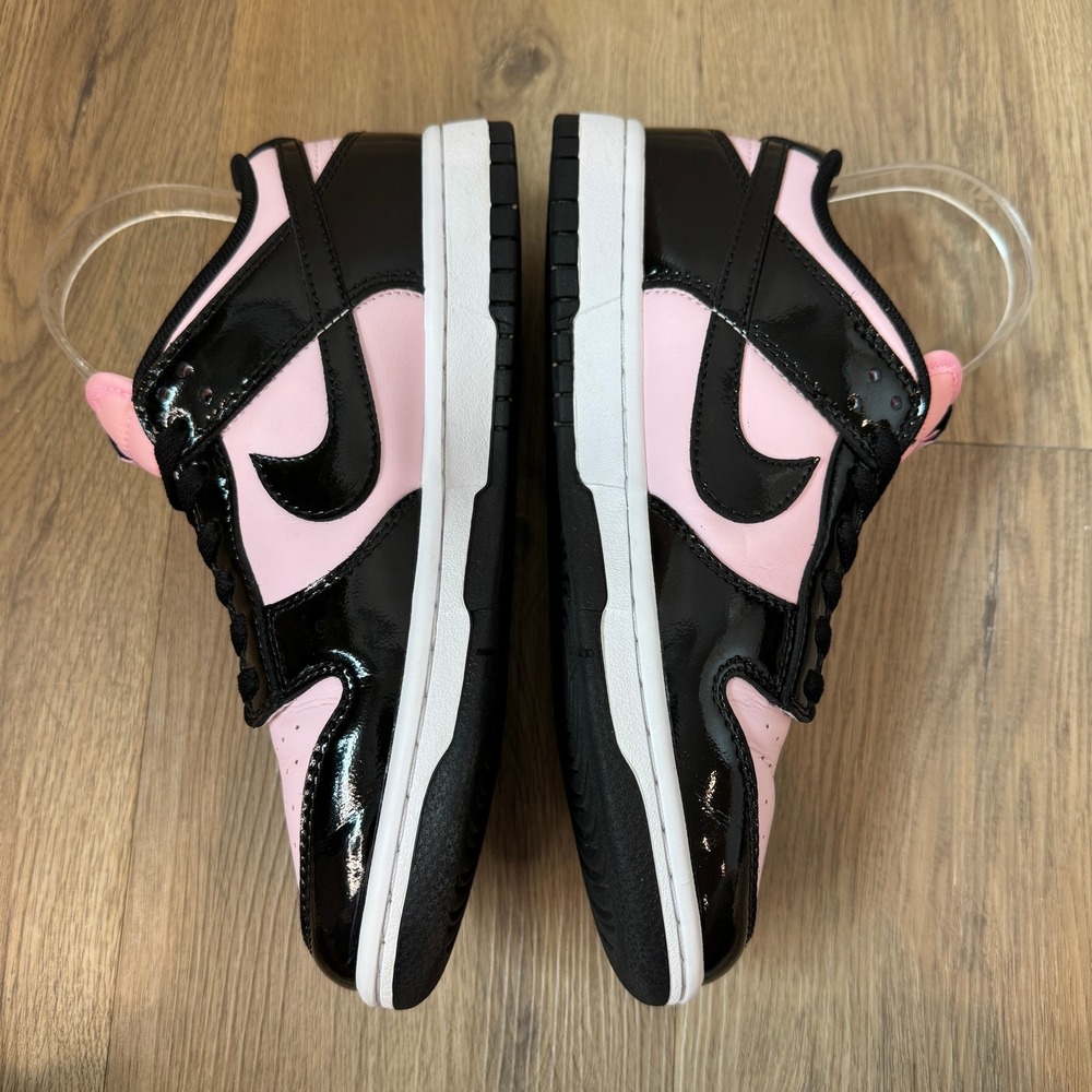 Nike Dunk Low Pink Black Patent Leather Sneakers DJ9955-600 Womens Shoes Size 7 - Picture 4 of 9